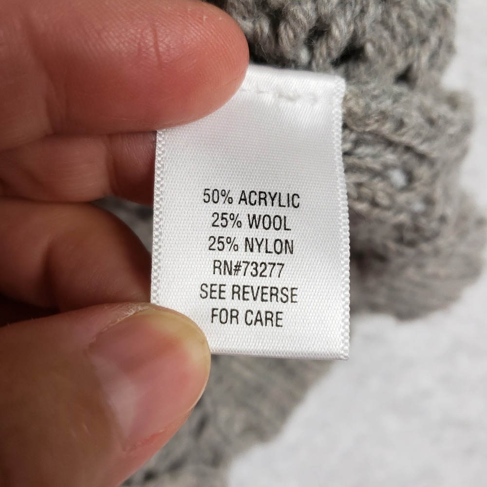 Apt 9 Womens XL Gray Hooded Pointelle Knit Button Cardigan Sweater Scalloped Hem - Picture 6 of 11